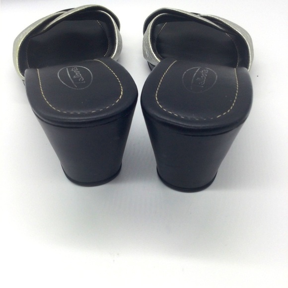 Talbots 9.5 Silver comfy sandal slides twist metallic resort wedge - Picture 6 of 9